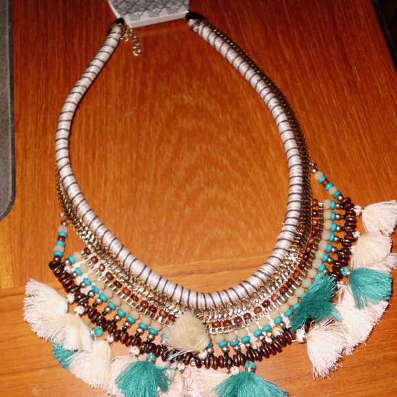 World Market Jewelry - World Market bead/fringe choker necklace, NWT